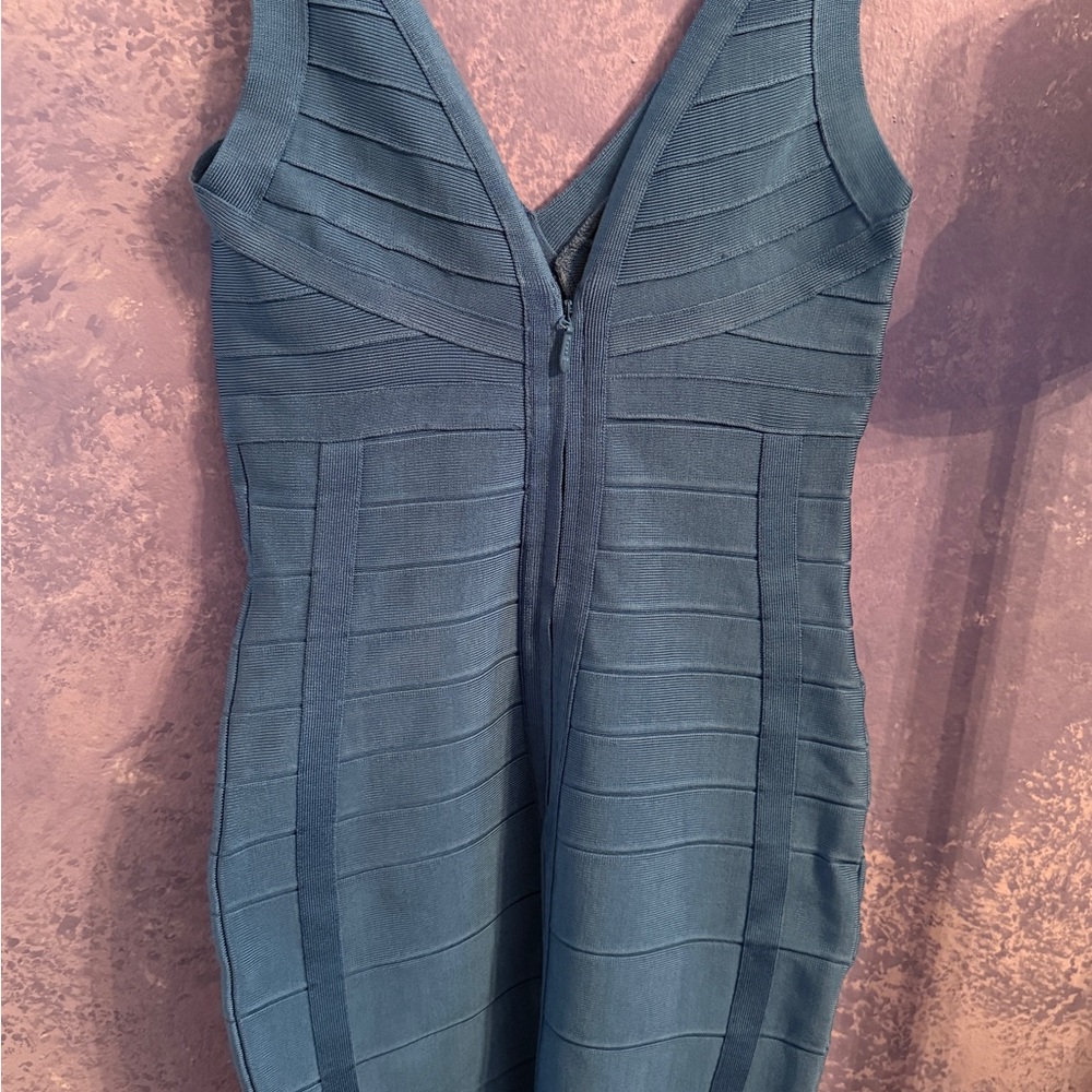 Herve Leger Blue Bandage Dress - Picture 2 of 10